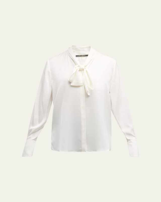 Leni Tie-Neck Button-Down Blous