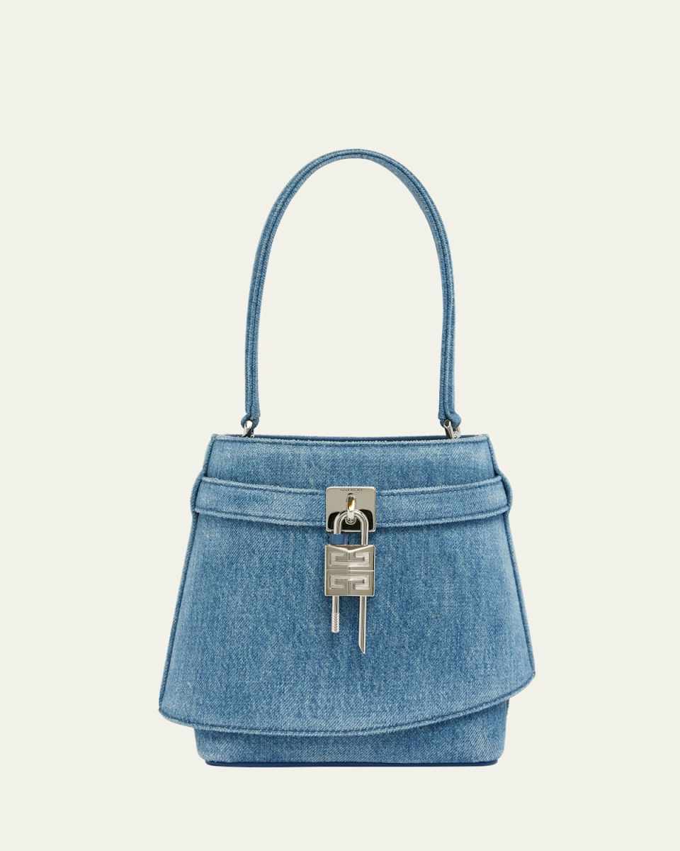 Shark Lock Bucket Bag in Washed Denim