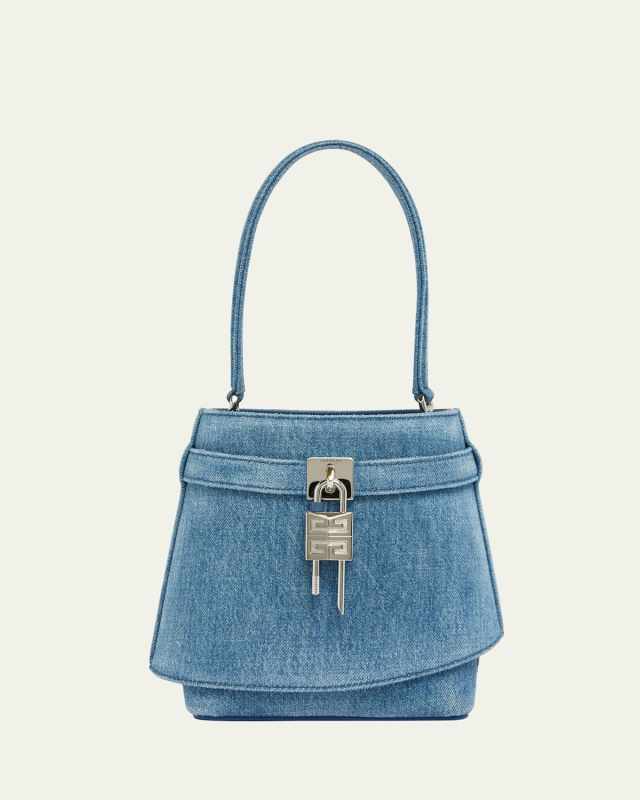 Shark Lock Bucket Bag in Washed Denim