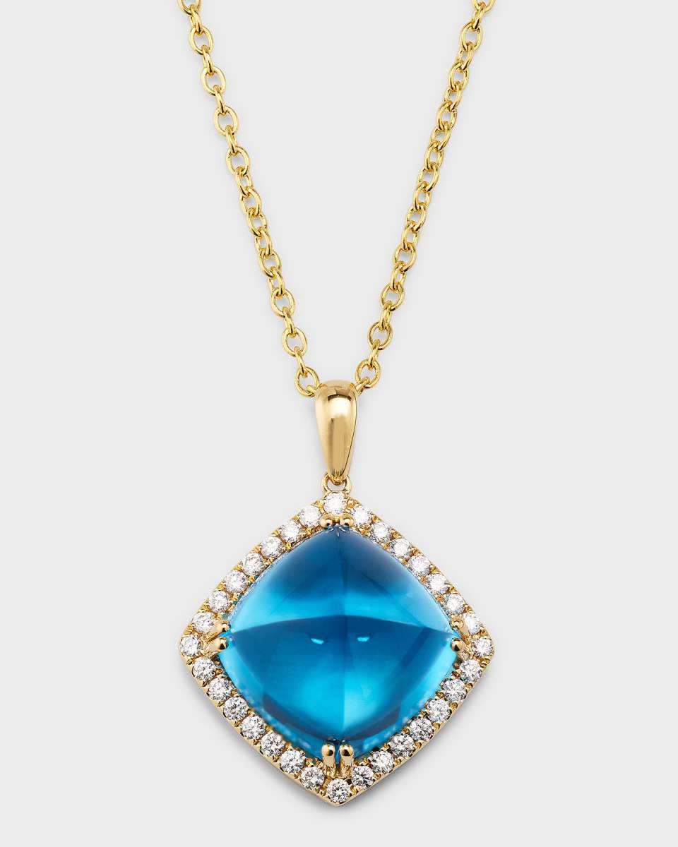 18K Yellow Gold Pendant with Swiss Blue Topaz and Diamonds, 11.74tcw