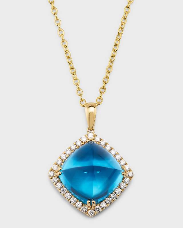 18K Yellow Gold Pendant with Swiss Blue Topaz and Diamonds, 11.74tcw