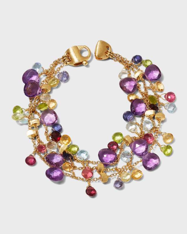 18K Yellow Gold Three-Strand Amethyst Paradise Bracelet