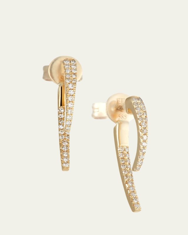 14k Gold Diamond Hook Earrings
