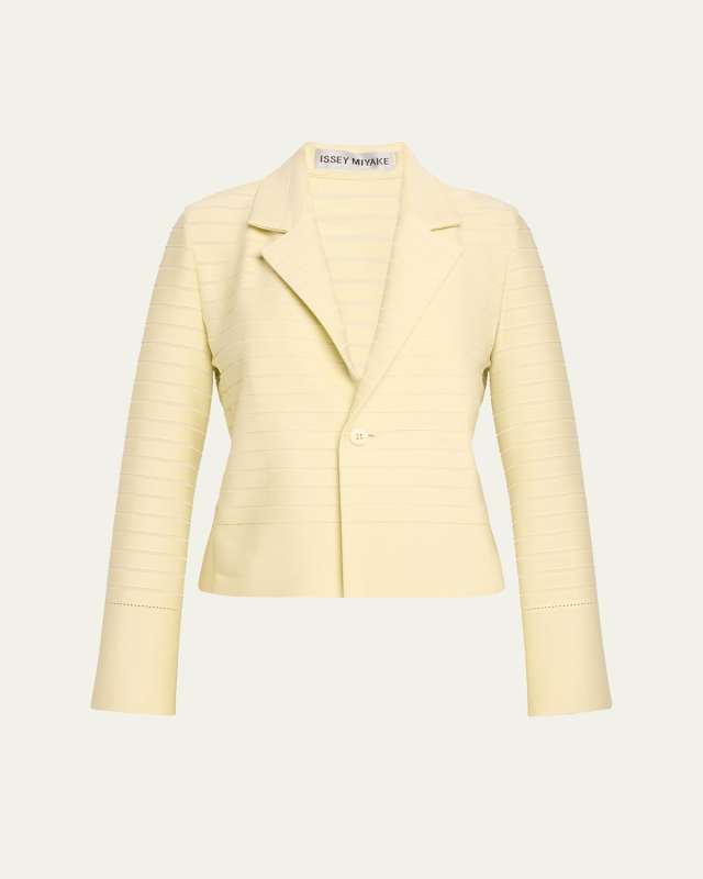Wide Stripe One-Button Knit Jacket