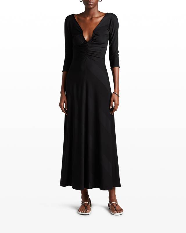 Jacquard Jersey Diagonal Stripe Maxi Dress