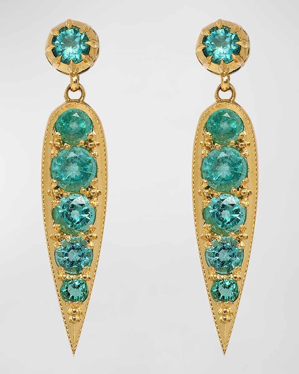 Drop Emerald Earrings in Gold Frame