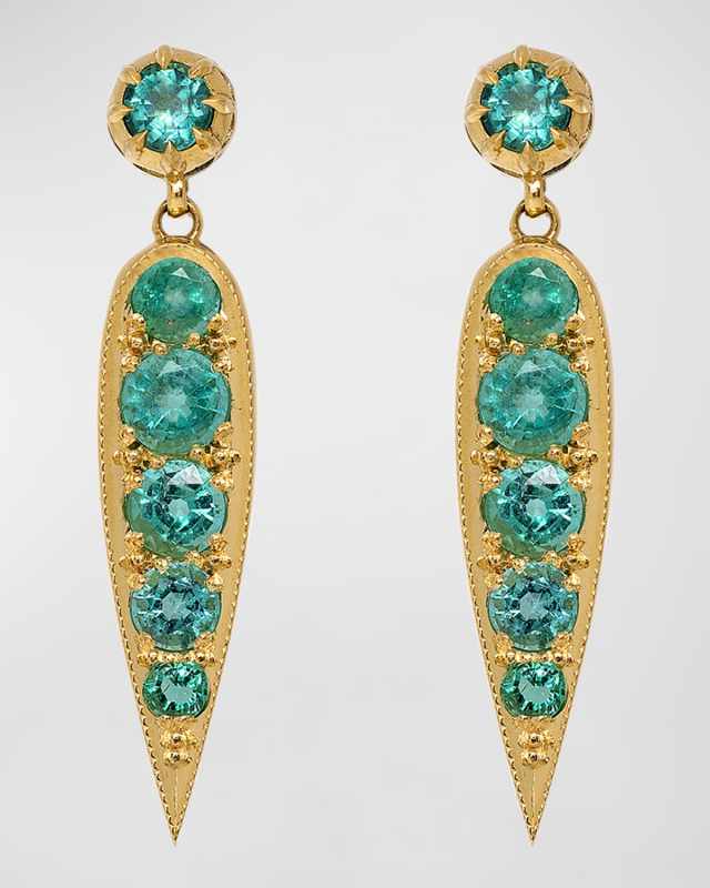 Drop Emerald Earrings in Gold Frame