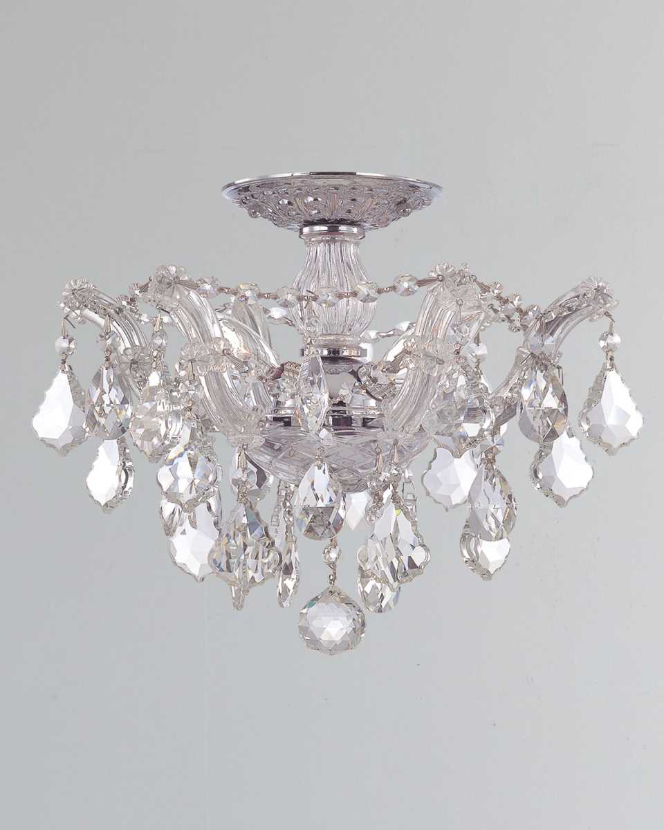 Maria Theresa Hand-Cut 3-Light Clear Crystal Semi Flush