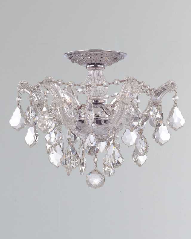 Maria Theresa Hand-Cut 3-Light Clear Crystal Semi Flush