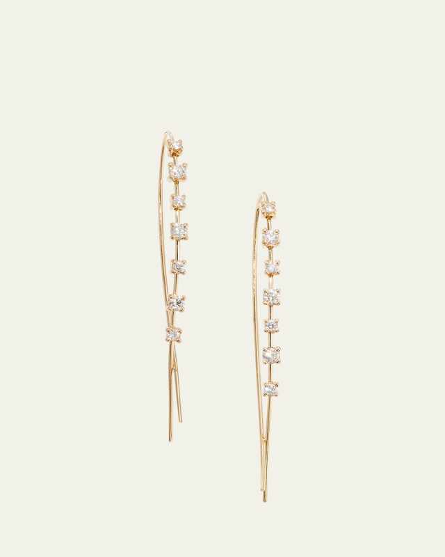 Solo Mini Narrow Upside Down Hoop Earrings with Diamonds, 41mm