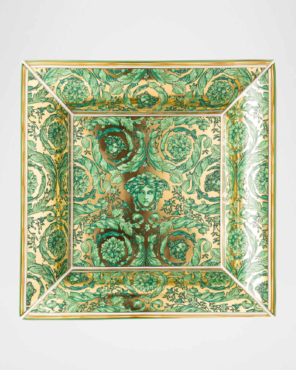 Medusa Garland Green Tray, 15" Square