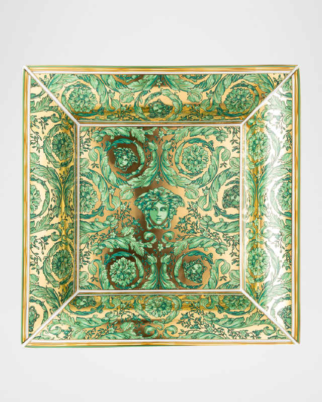 Medusa Garland Green Tray, 15" Square