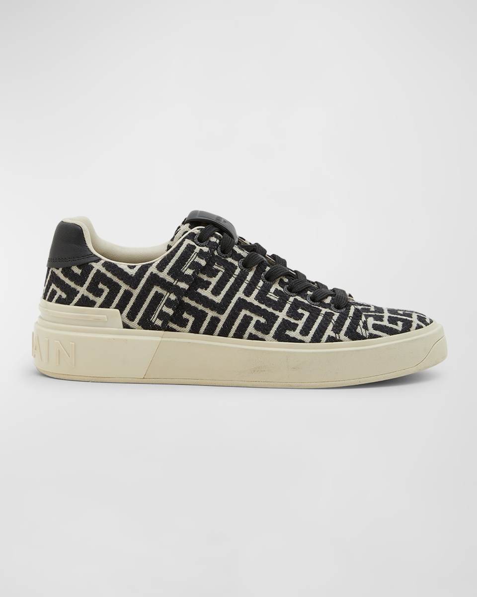 B Court Monogram Jacquard Low-Top Sneakers