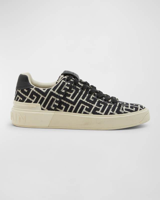 B Court Monogram Jacquard Low-Top Sneakers