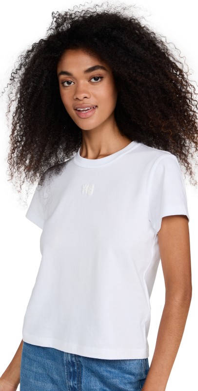 Alexander Wang Essential Jersey Shrunk Tee with Puff Logo Black