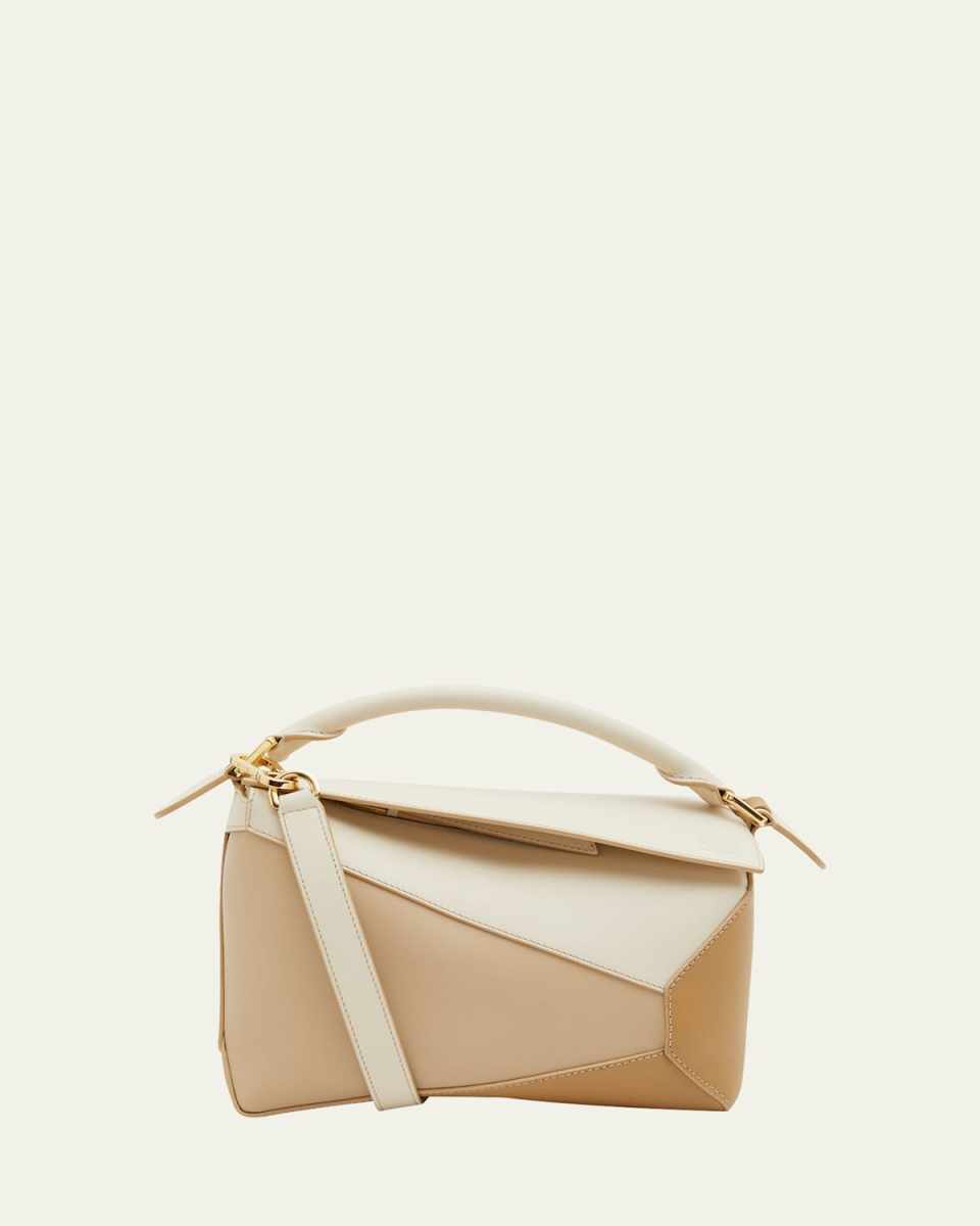 Puzzle Edge Small Top-Handle Bag in Tricolor Leather