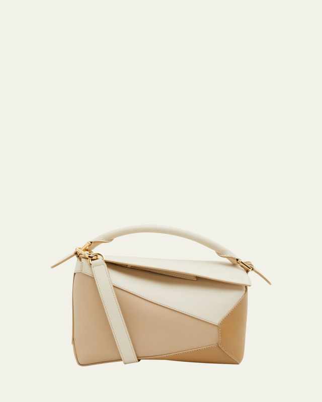 Puzzle Edge Small Top-Handle Bag in Tricolor Leather