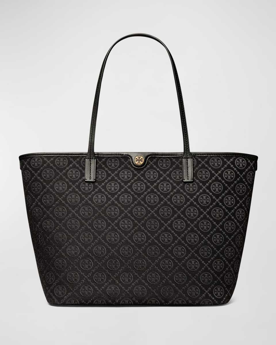 T Monogram Zip Canvas Tote Bag