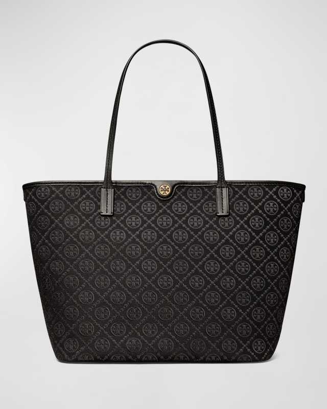 T Monogram Zip Canvas Tote Bag