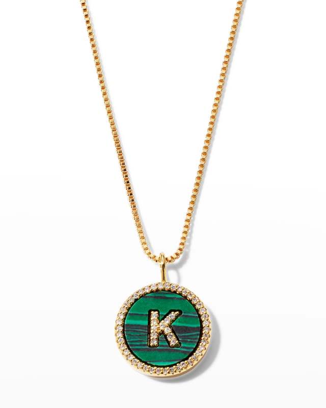 Malachite Initial Necklace - K