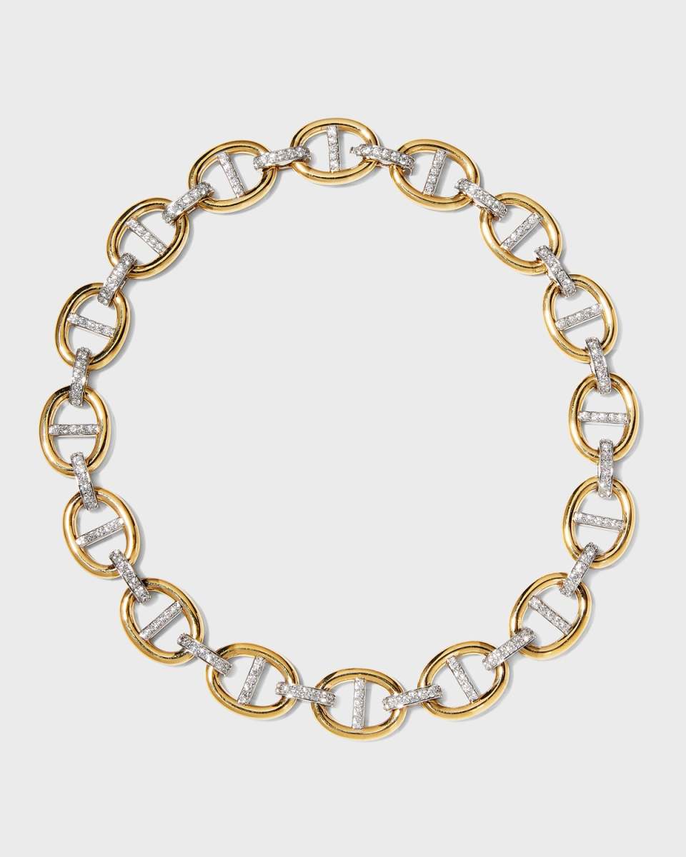 Yellow Gold and White Gold Diamond Chain Necklace