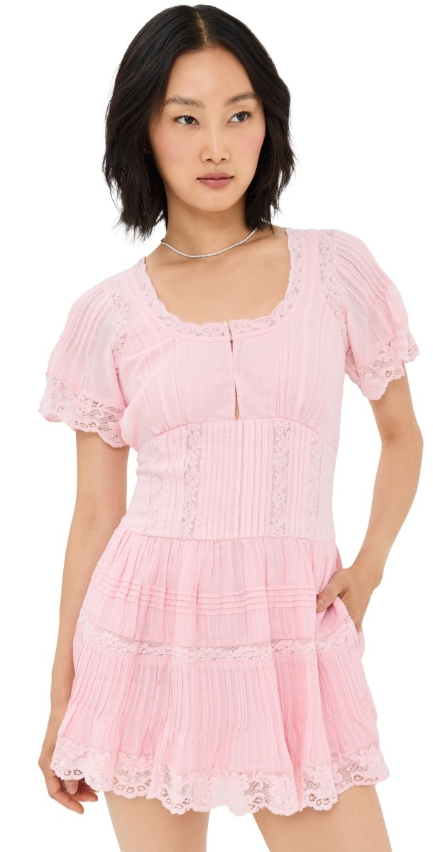 LoveShackFancy Mirelle Dress Cherry Pink