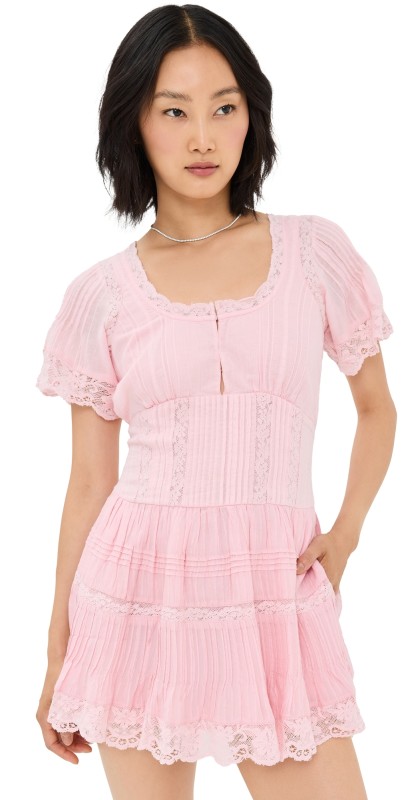 LoveShackFancy Mirelle Dress Cherry Pink
