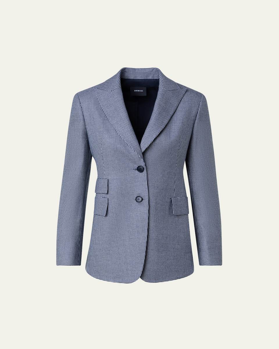 Houndstooth Cashmere Pepita Tailored Blazer
