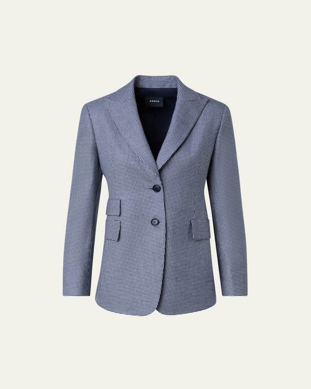 Houndstooth Cashmere Pepita Tailored Blazer
