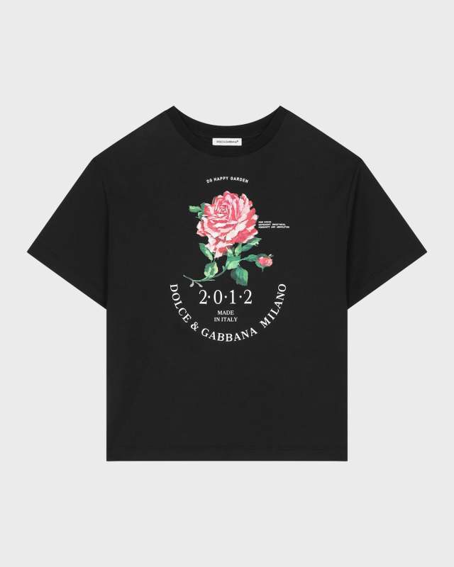 Girl's Rose-Print Graphic T-Shirt, Size 4-