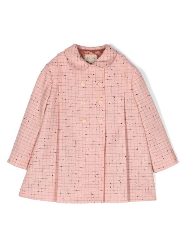 fine-check double-breasted coat