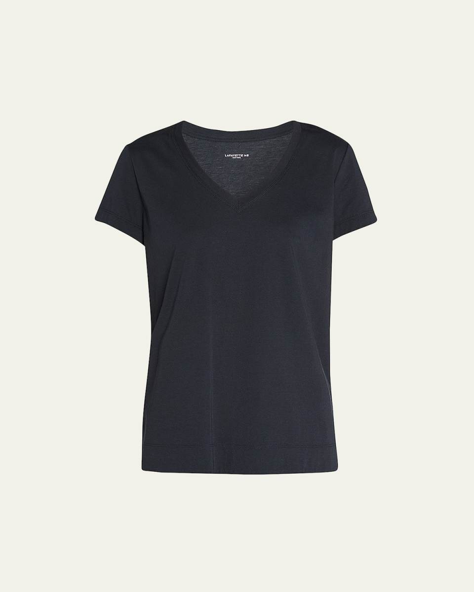 Modern V-Neck Short-Sleeve Cotton Jersey Tee