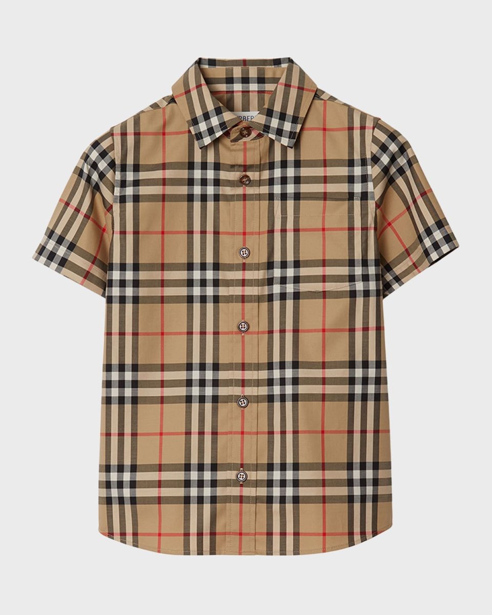 Boy's Owen Vintage Check Short-Sleeve Shirt, Size 3-14
