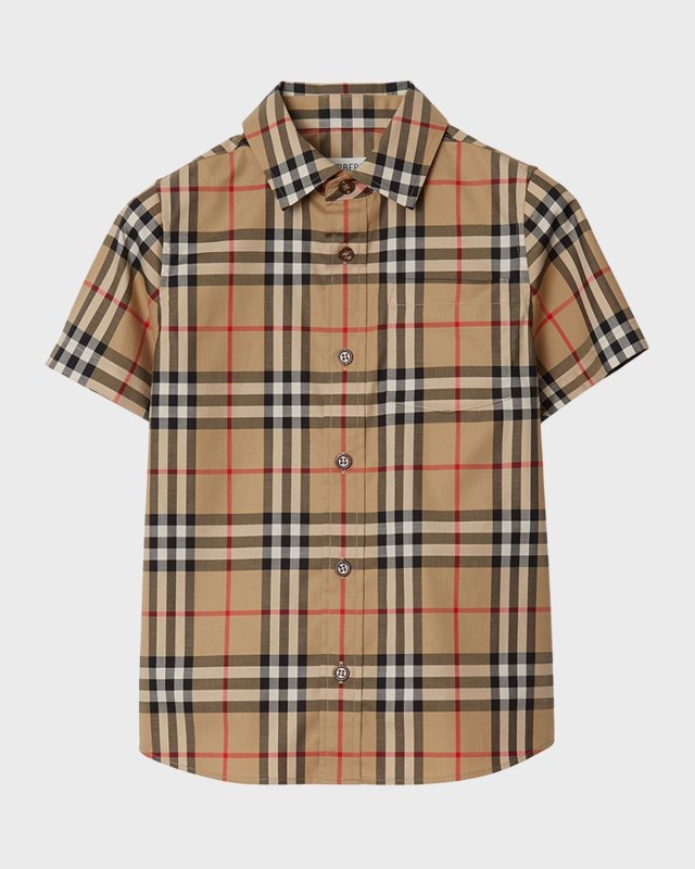 Boy's Owen Vintage Check Short-Sleeve Shirt, Size 3-14