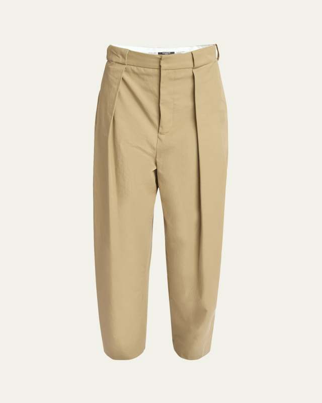 High Waist Pleated Cotton Pants