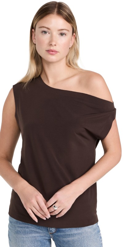 Norma Kamali Drop Shoulder Top Chocolate