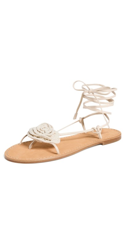 ALOHAS Jakara Cream Leather Sandals Cream