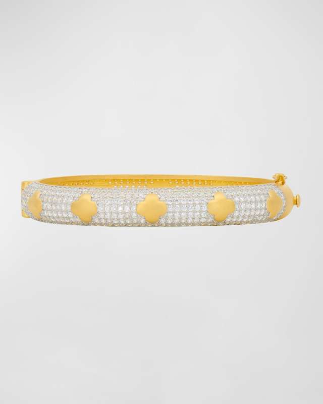 Sparkling Clover Cubic Zirconia Bangle