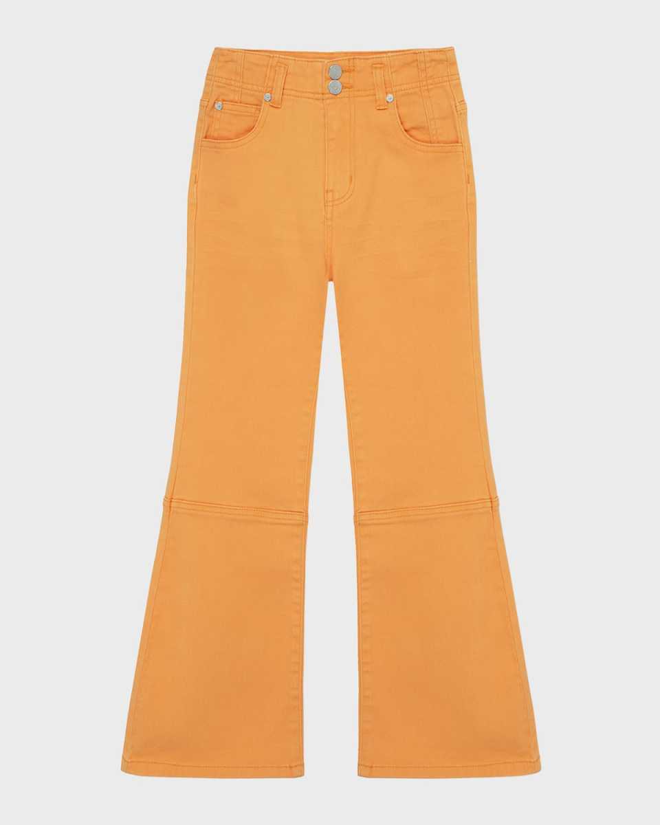 Girl's Full-Length Flare Twill Pants, Size 7-16
