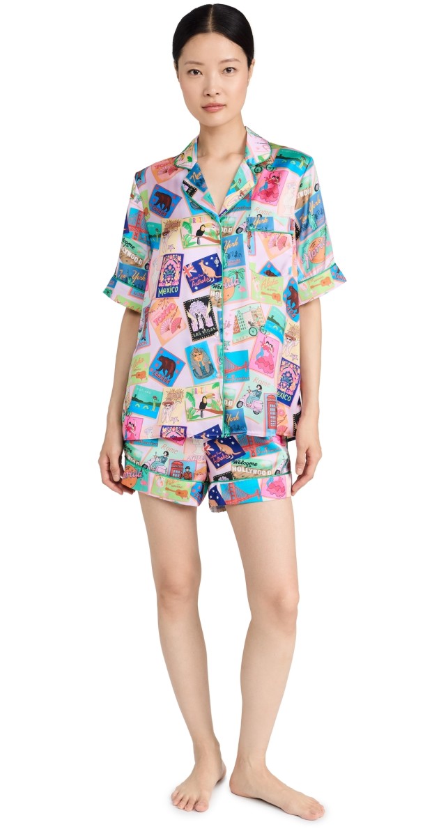 Karen Mabon Postcards Short Sleeve PJ Set Lilac