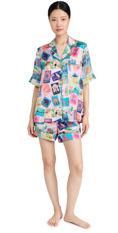 Karen Mabon Postcards Short Sleeve PJ Set Lilac