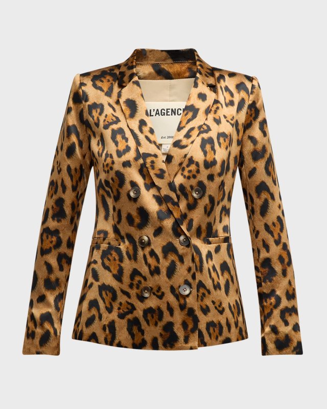 Colin Leopard Double-Breasted Blazer