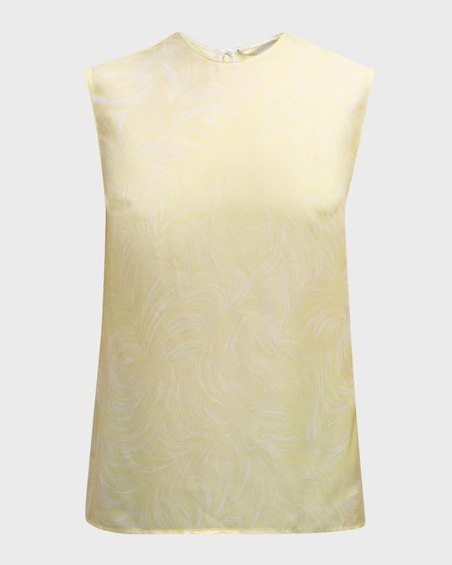 Feather Print Silk Top