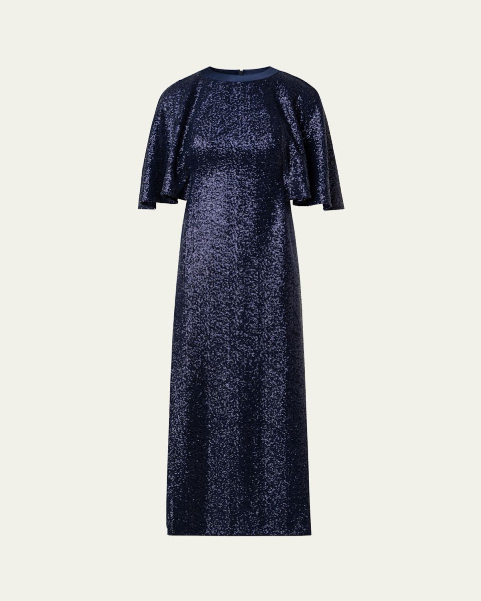 Sequin Jersey Cape Dress