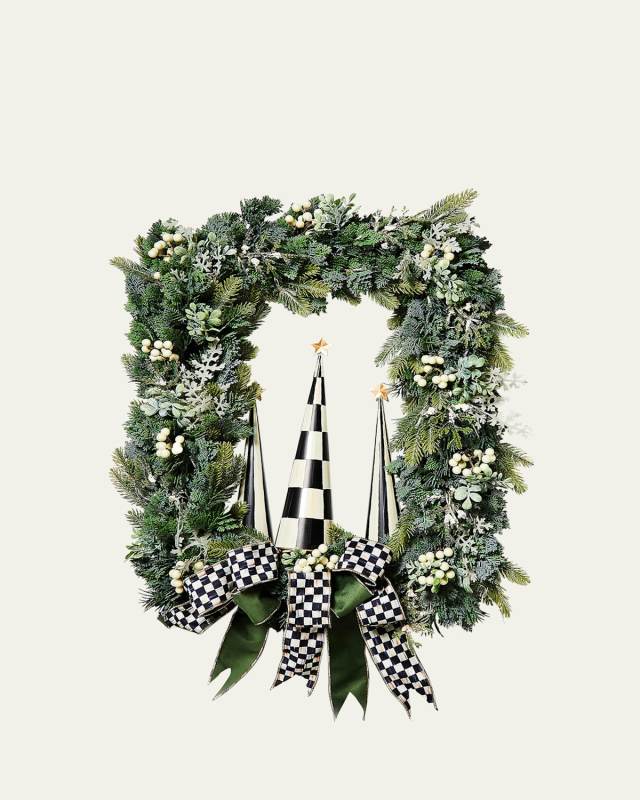 Farmhouse Holiday Illuminated Rectangle Wreath