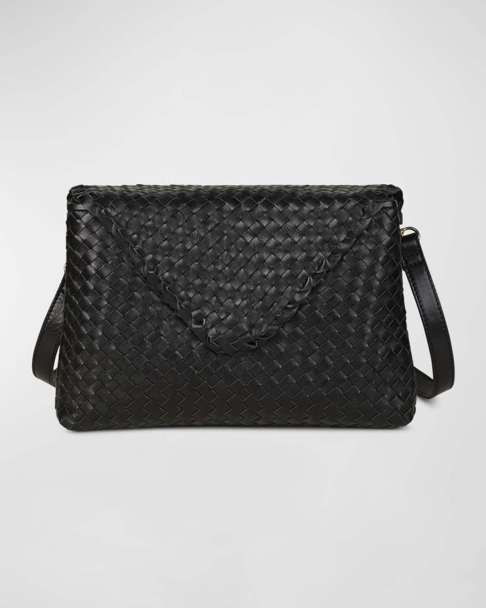 Jamie Envelope Woven Leather Clutch Bag