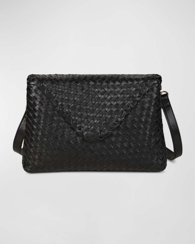 Jamie Envelope Woven Leather Clutch Bag