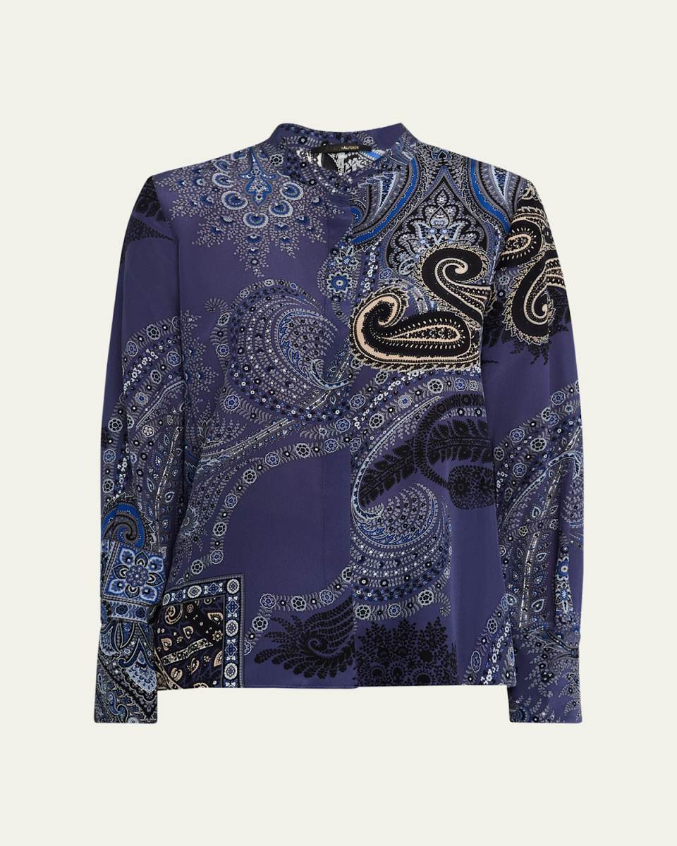 Bronson Paisley-Print Silk Blouse