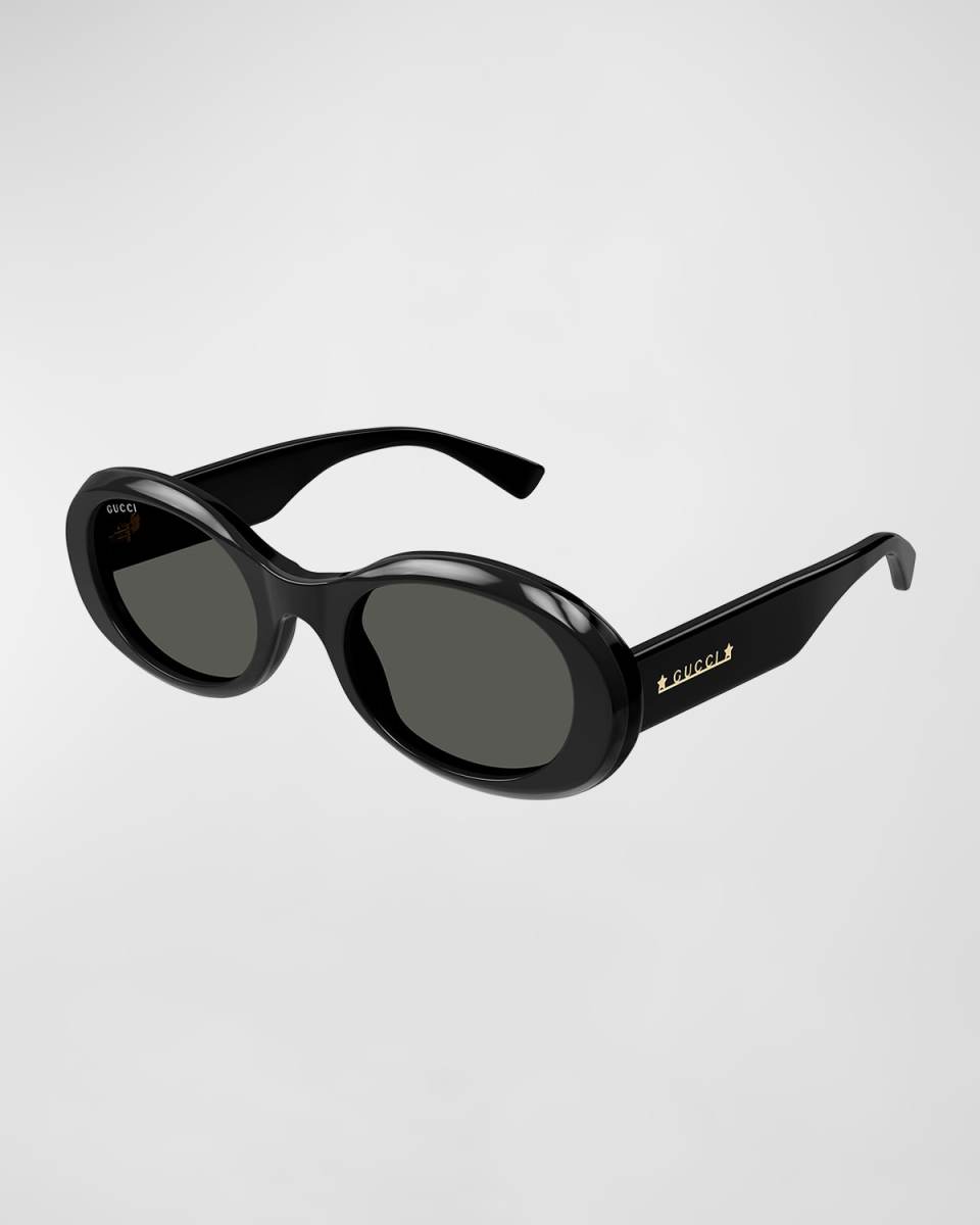 Logo Acetate Oval Sunglasses