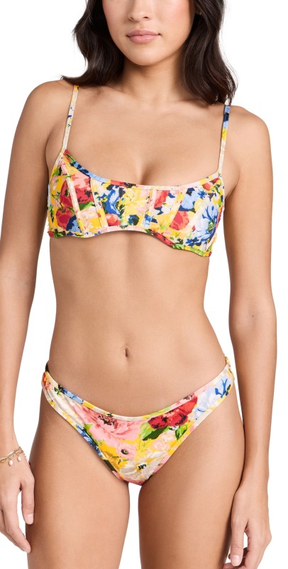 Zimmermann Alight Corset Bikini Set Yellow Floral